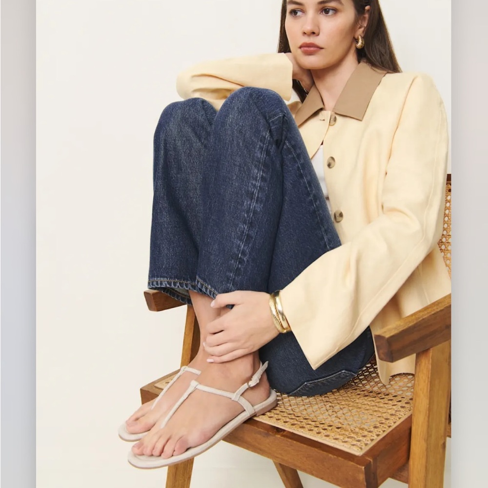 Reformation Thea Linen Sandals - Cream - Picture 2 of 7